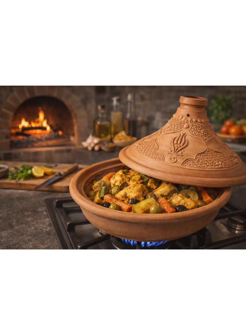 AVANOS traditional Clay Tajine Pot Natural Unpainted and Lead Free Clay - Image 3